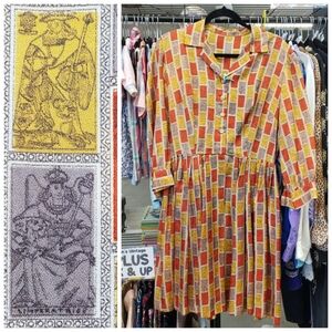 Vintage Medieval Pattern Secretary Dress